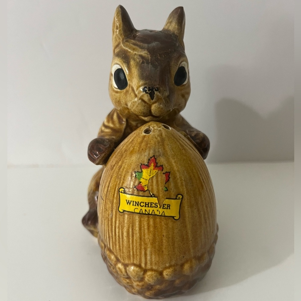 Vintage Squirrel and Acorn Salt and Pepper Figurines
